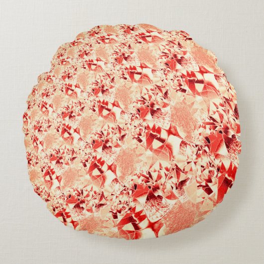 明るくねじれた珊瑚に派手なサーモン ラウンドクッション (正面)