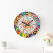 明るくはっきりしたな色のローマ数字 ラージ壁時計 (ホーム)