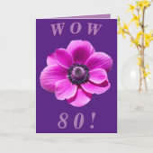 明るくはっきりしたフローラ80番目の誕生日カード カード (黄色い花)