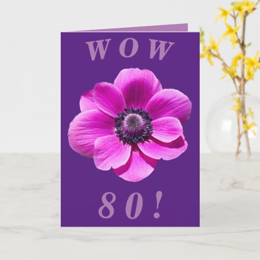 明るくはっきりしたフローラ80番目の誕生日カード カード (黄色い花)