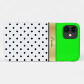 明るくはっきりしたライムグリーン、金ゴールド、白い黒のドット Case-Mate iPhoneケース (裏面(横))