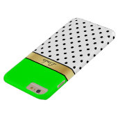 明るくはっきりしたライムグリーン、金ゴールド、白い黒のドット Case-Mate iPhoneケース (底面)