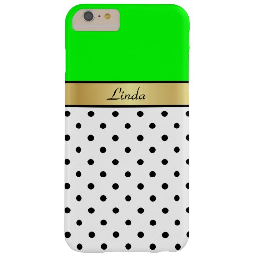明るくはっきりしたライムグリーン、金ゴールド、白い黒のドット Case-Mate iPhoneケース (裏面)