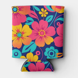 明るくはっきりしたレトロの花 – ドーパミンスタイル- 缶クーラー