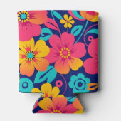 明るくはっきりしたレトロの花 – ドーパミンスタイル- 缶クーラー (裏面)