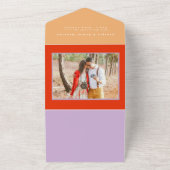 明るくはっきりしたレトロ結婚式招待状 オールインワン招待状 (外側)