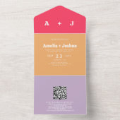 明るくはっきりしたレトロ結婚式招待状 オールインワン招待状 (内側)