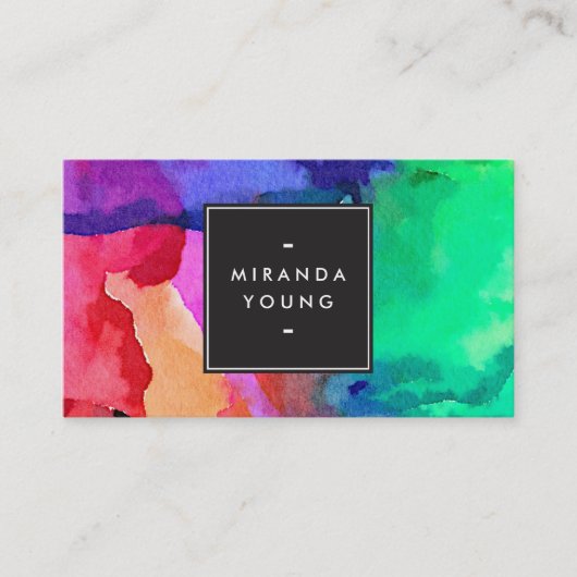 明るくはっきりした抽象芸術水彩デザインII 名刺 (正面)