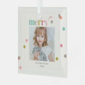 明るくカスタムのメリー写真クリスマス ガラスオーナメント (正面左)