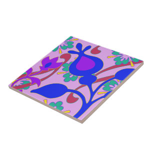 明るくカラフルでファンキーな花抽象的なTrivet タイル