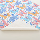 明るくカラフルなアルパカパターン シェルパブランケット (3/4)