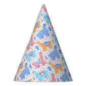 明るくカラフルなアルパカパターン パーティーハット (左)