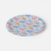 明るくカラフルなアルパカパターン ペーパープレート (アングル)