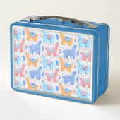 明るくカラフルなアルパカパターン メタルランチボックス (裏面)