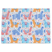 明るくカラフルなアルパカパターン ラージペーパーバッグ (正面)