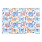 明るくカラフルなアルパカパターン 枕カバー (正面右)