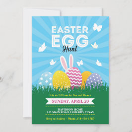 明るくカラフルなイースターエッグハント 招待状