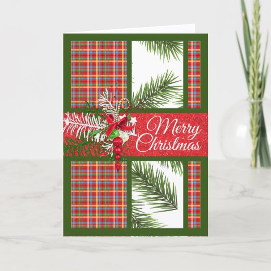 明るくカラフルなパーソナライズされた折りたたみ式クリスマス カード (正面)