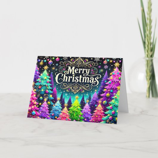 明るくカラフルなメリークリスマス ホリデーカード (正面)