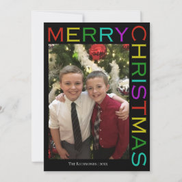 明るくカラフルなモダンな楽しいクリスマスの写真 ブラック シーズンカード