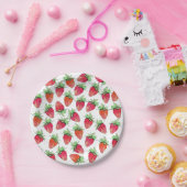 明るくカラフルな水彩画のフルーツのようないちご ペーパープレート (パーティー)