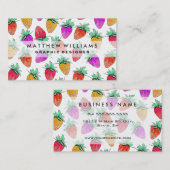 明るくカラフルな水彩画のフルーツのようないちご 名刺 (正面/裏面)