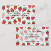 明るくカラフルな水彩画のフルーツのようないちご 名刺 (正面/裏面)