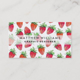 明るくカラフルな水彩画のフルーツのようないちご 名刺
