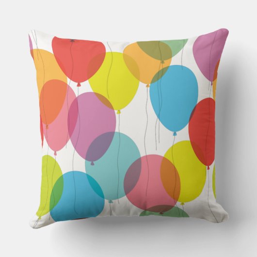 明るくカラフルな誕生日は枕を風船のようにふくらませます クッション (裏面)