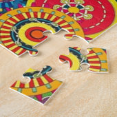 明るくカラフルなBohoの花柄パターン ジグソーパズル (側面)