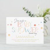 明るくカラフルのおもしろいユニセックスモダンベビーシャワー 招待状 (スタンド正面)