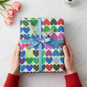 明るくカラフルはっきりしたハート ラッピングペーパー