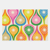 明るくカラフル中世紀原子モダンおもしろい ラッピングペーパーシート (正面3)