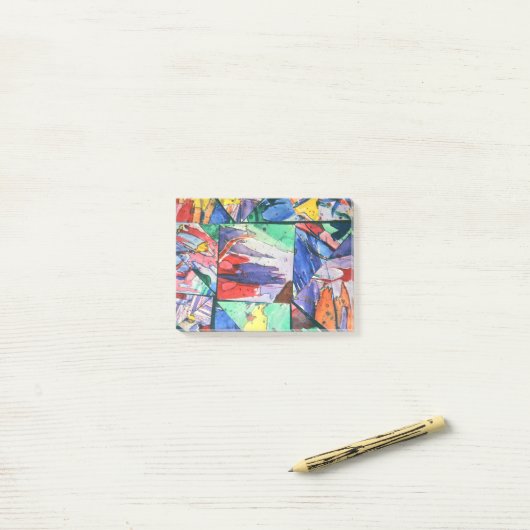 明るくカラフル切絵を描りの紙コラージュ ポストイット (デスク上)