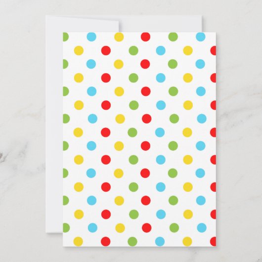 明るくカラフル水玉模様赤ちゃんシャワーダック 招待状 (裏面)