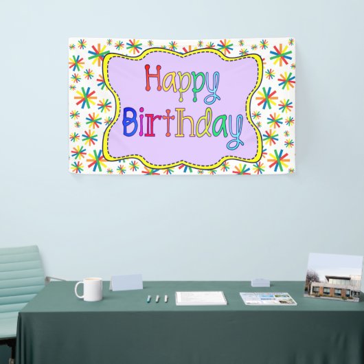 明るくカラフル誕生日 横断幕 (トレードショー)