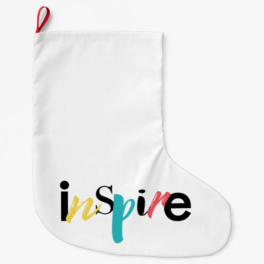 明るくクリエイティブモダンタイポグラフィインスパイア ラージクリスマスストッキング (正面)