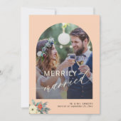 明るくシンプルなミニマリストの結婚式　2枚の写真 シーズンカード (正面)