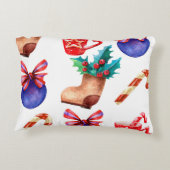 明るくシームレスな新年のキャンディのパターン、ba アクセントクッション (裏面)