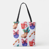 明るくシームレスな新年のキャンディのパターン、ba トートバッグ (裏面)