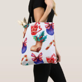 明るくシームレスな新年のキャンディのパターン、ba トートバッグ (クローズアップ)