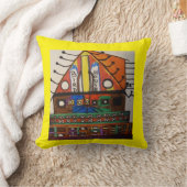 明るくバードハカラフルウスの黄色い背景 クッション (ブランケット)