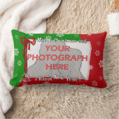 明るくパーソナライズされた明るいクリスマス写真 ランバークッション (ブランケット)
