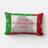 明るくパーソナライズされた明るいクリスマス写真 ランバークッション (裏面)