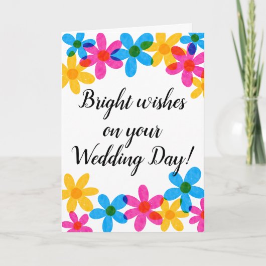 明るくヒッピーはっきりしたの花春の結婚式 カード (正面)