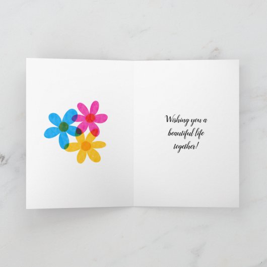 明るくヒッピーはっきりしたの花春の結婚式 カード (内部)