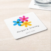 明るくヒッピーはっきりしたの花春の結婚式 スクエアペーパーコースター (アングル)