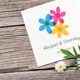 明るくヒッピーはっきりしたの花春の結婚式 スタンダードカクテルナプキン