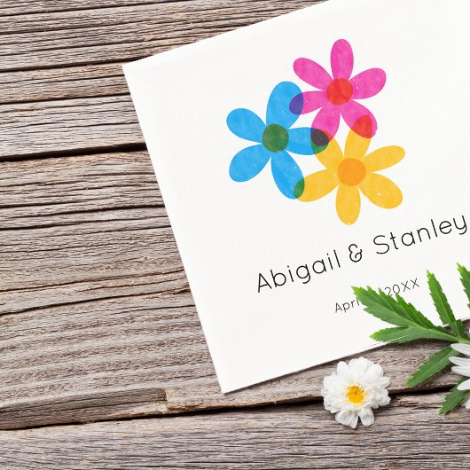 明るくヒッピーはっきりしたの花春の結婚式 スタンダードカクテルナプキン