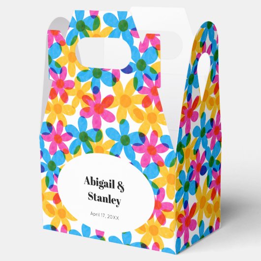 明るくヒッピーはっきりしたの花春の結婚式 フェイバーボックス (オープン)